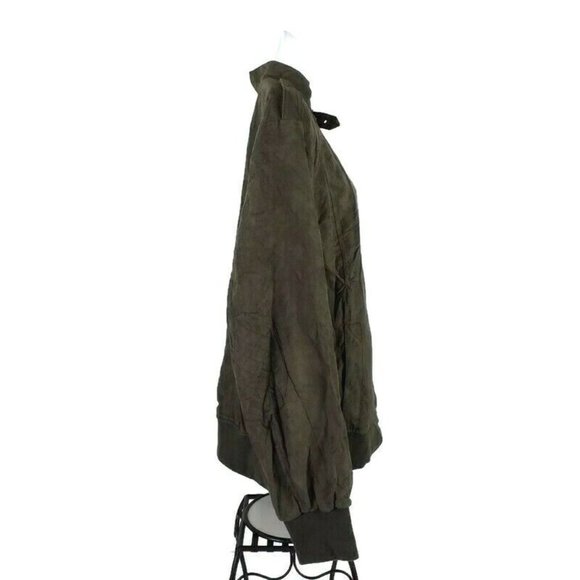 Ruff Hewn Green Faux Suede Bomber Style Zip Front Jacket Womens 2X Military - Picture 3 of 14